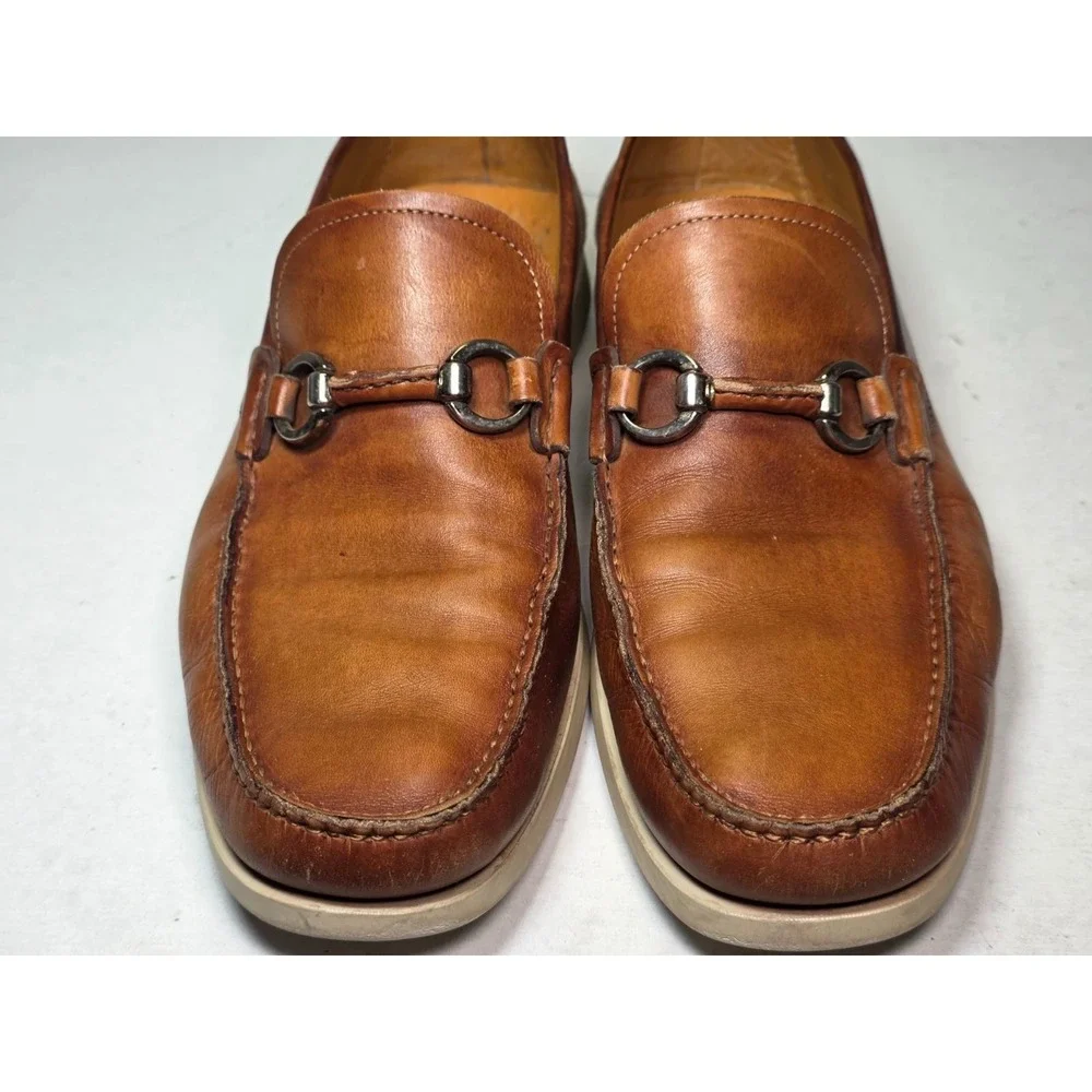 Magnanni Marbella Men's Bit Loafers Size 12 Cognac Brown Leather Slip On Shoes